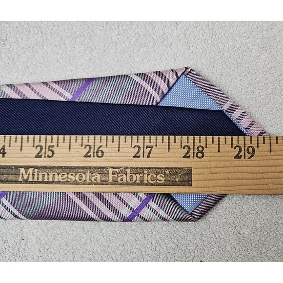 *NEW* with Tags Men's Tommy Hilfiger‎ Tie Purple Plaid 100% Silk Mens Wearhouse - Picture 7 of 7